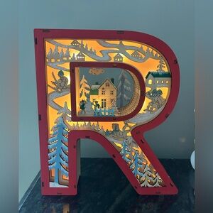 Anthropologie Monogram Wonderland Light-Up Scene Christmas Letter "R"